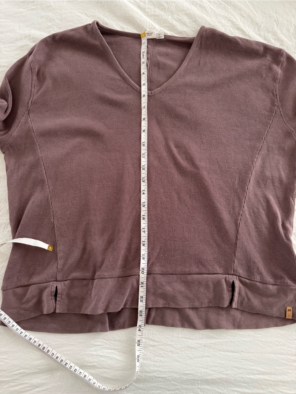 Tentree Waffle Knit V-Neck Longsleeve Relaxed Pullover in Dusty Mauve - Picture 12 of 12